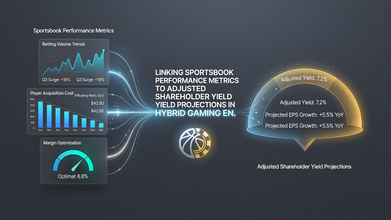 Financial analysts reviewing adjusted shareholder yield projections linked to sportsbook metrics for hybrid gaming companies