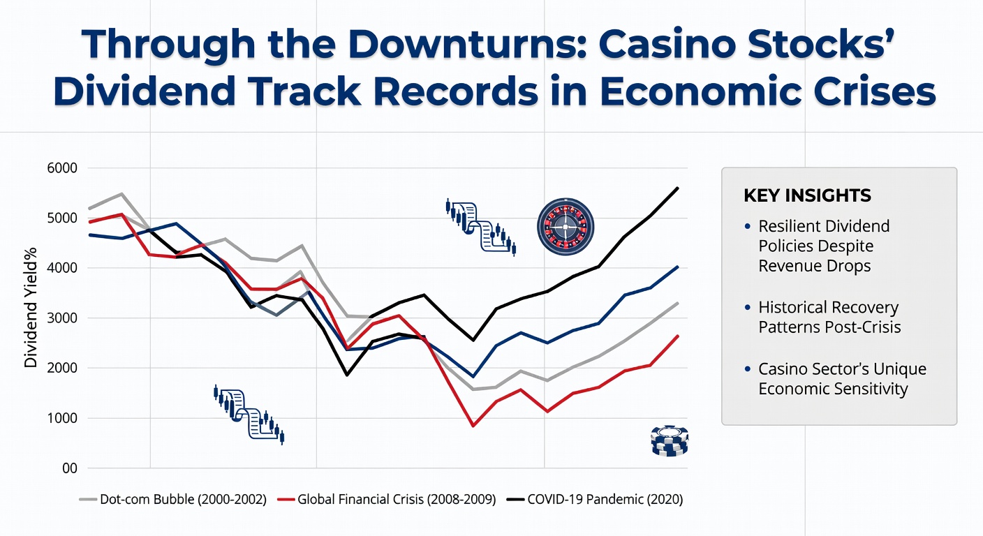 Bar chart comparing dividend cuts and suspensions for major casino operators during the 2020 COVID-19 shutdowns, featuring MGM, Caesars, and Wynn with timeline overlays