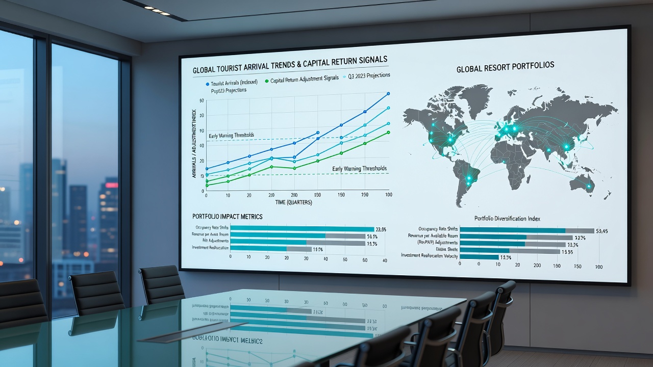 Analysts reviewing tourist arrival dashboards to time capital return announcements